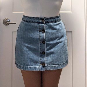 light denim mini skirt button down